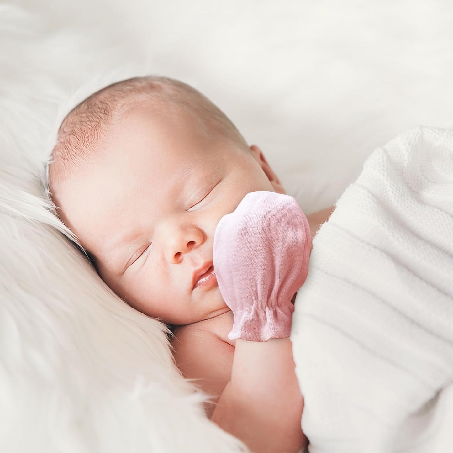 BQUBO Newborn Infant Toddler Mittens No Scratch Cotton Elastic Wrist Gloves Hypoallergenic for 0-6