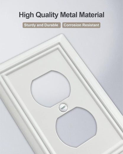 4-Pack Duplex Outlet Cover, Metal Wall Plate for Electrical Outlet, Light Switch, Decorative Off