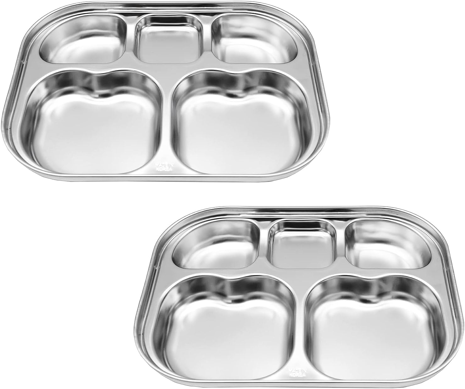 Korean Stainless Steel Divided Plates by KS&E, Little Kids Toddlers Babies small Tray, BPA Free