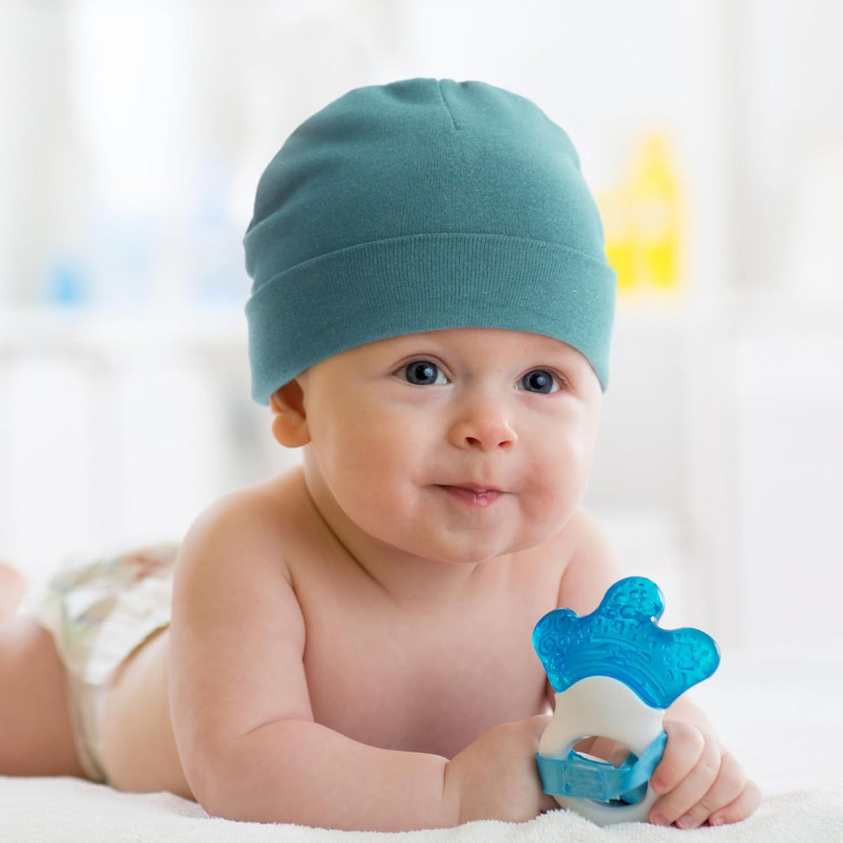 DRESHOW BQUBO 4 Pieces Baby Beanie Newborn Toddler Soft Cute Knit Hat Hospital Hats for Baby Boys