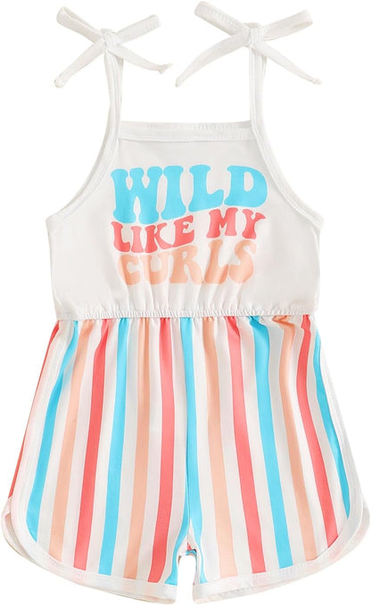 WZTYYDS Toddler Baby Girl Summer Clothes Floral Romper Tie-Up Strap Halter Jumpsuit Infant Summer
