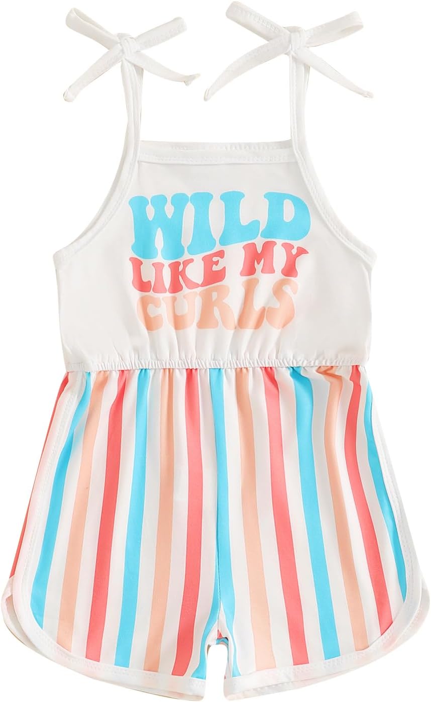 WZTYYDS Toddler Baby Girl Summer Clothes Floral Romper Tie-Up Strap Halter Jumpsuit Infant Summer