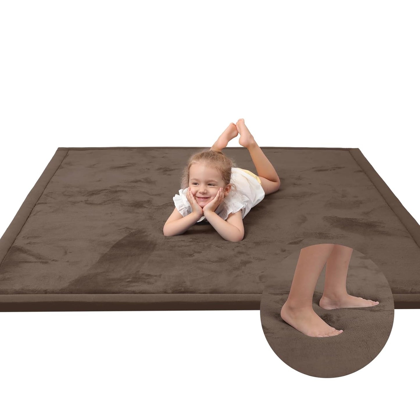Baby Play Mat for Floor,1.3" Thick Memory foam Tummy Time Mat,Soft Coral Velvet Nursery Rug,Extra