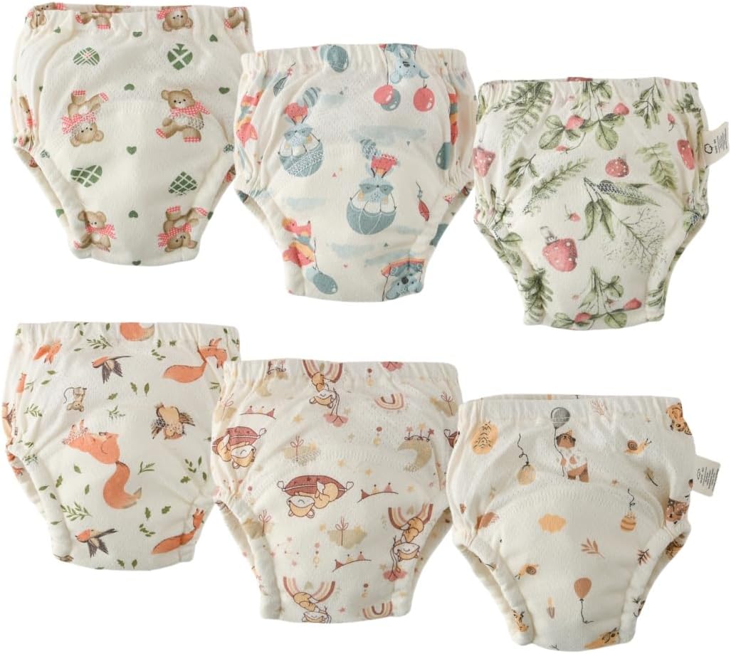 Baby Training Underpants,Soft Cotton Absorbent Potty Training Underwear For Baby Boys And Girls 6