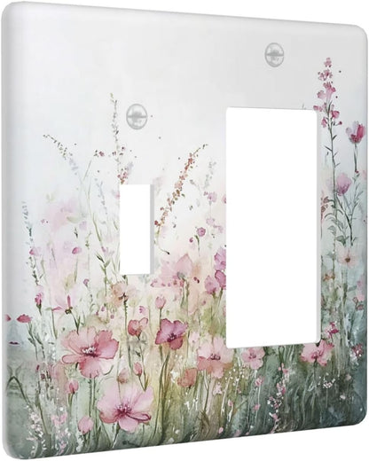 Outlet Covers Wildflower Botanical Watercolor Floral 1 Toggle 1 Rocker Combination Decorative Wall