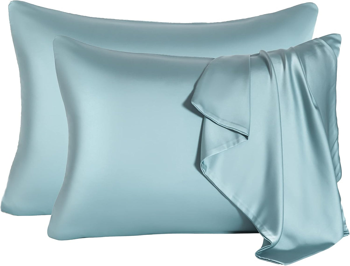 2 Pcs Mulberry Silk Pillowcase for Hair and Skin,Cooling Silk Pillow Case with Hidden