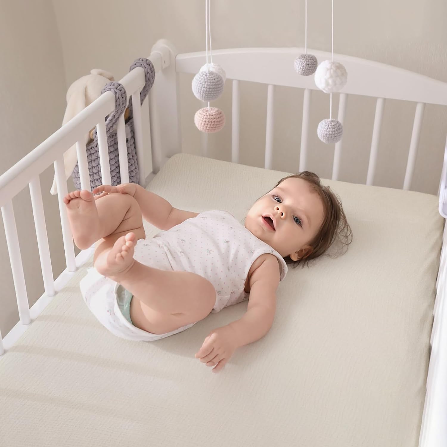 lulumoon Baby Muslin Crib Sheets - Toddler Cotton Fitted Crib Sheets Neutral for Boys and Girls