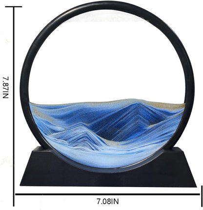 Aoderun Moving Sand Art Picture Round Glass 3D Deep Sea Sandscape in Motion Display Flowing Sand