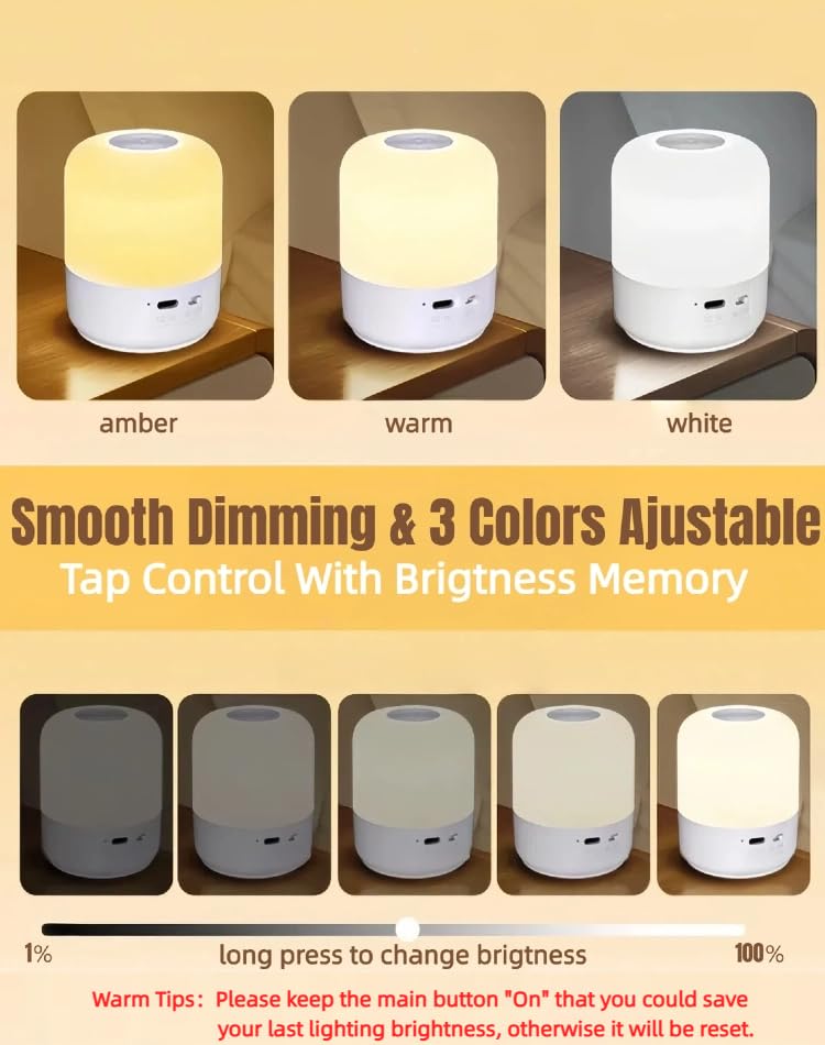 Jaypurling Portable Baby Night Light, 3 Colors Egg Light for Nursery, Mini Bedside Table Lamp for