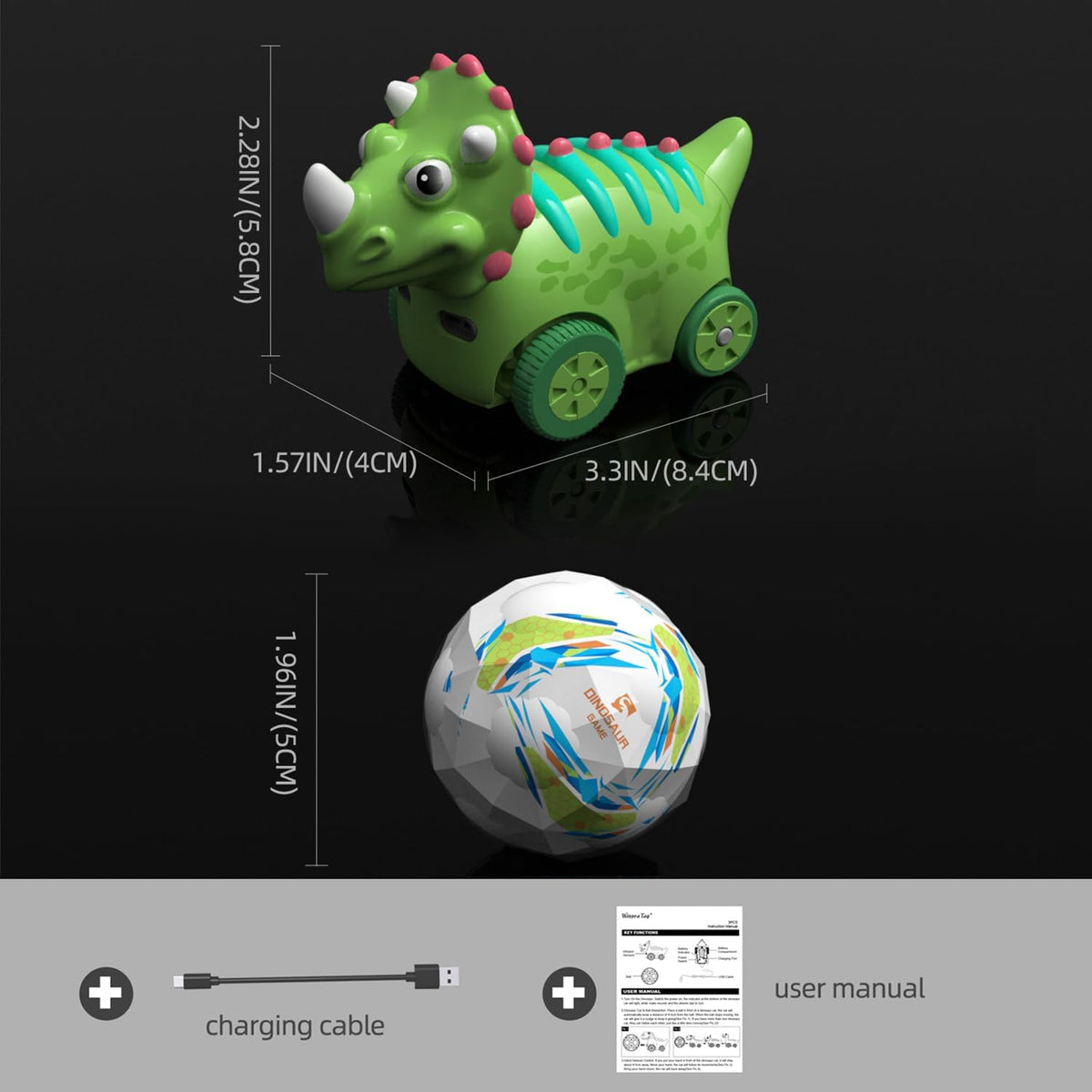 Interactive Dinosaur Toy Car, Electronic Dinosaur Car with Smart Follow Ball and Gesture Control