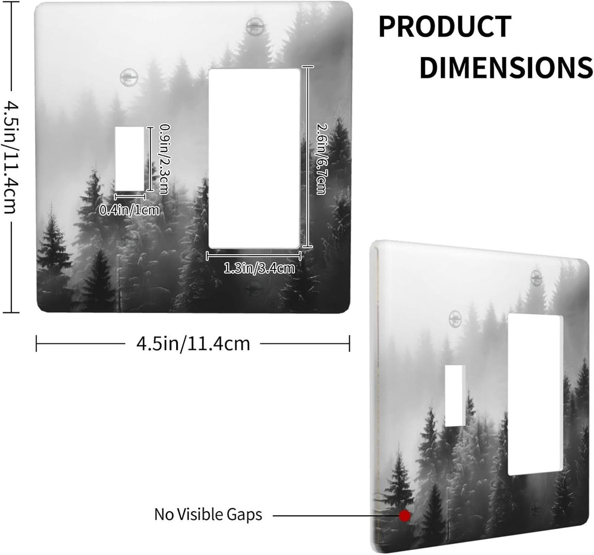 Foggy Forest Natural Scenery Retro Tree Pine Outlet Covers 1 Toggle 1 Rocker Combination Decorative