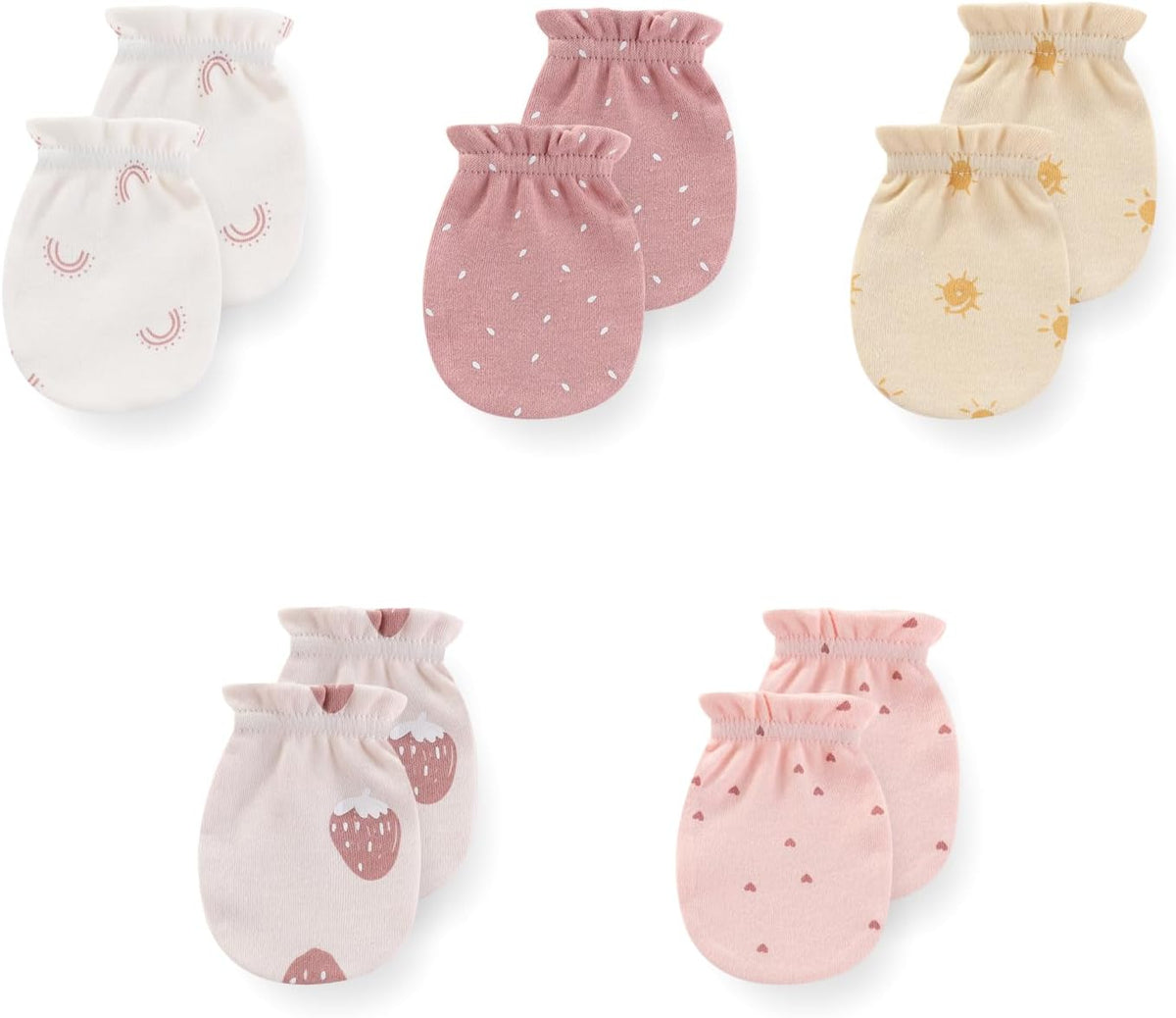 5 Pack Unisex New Born Boy Girls No Scratch Mittens Cotton Soft Baby Gloves Accessory 0-3 Months