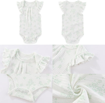 Four Seasons Baby Boy Girl Bodysuits 5-Pack Cotton Comfort Short Sleeve Baby Clothes Soft Infant