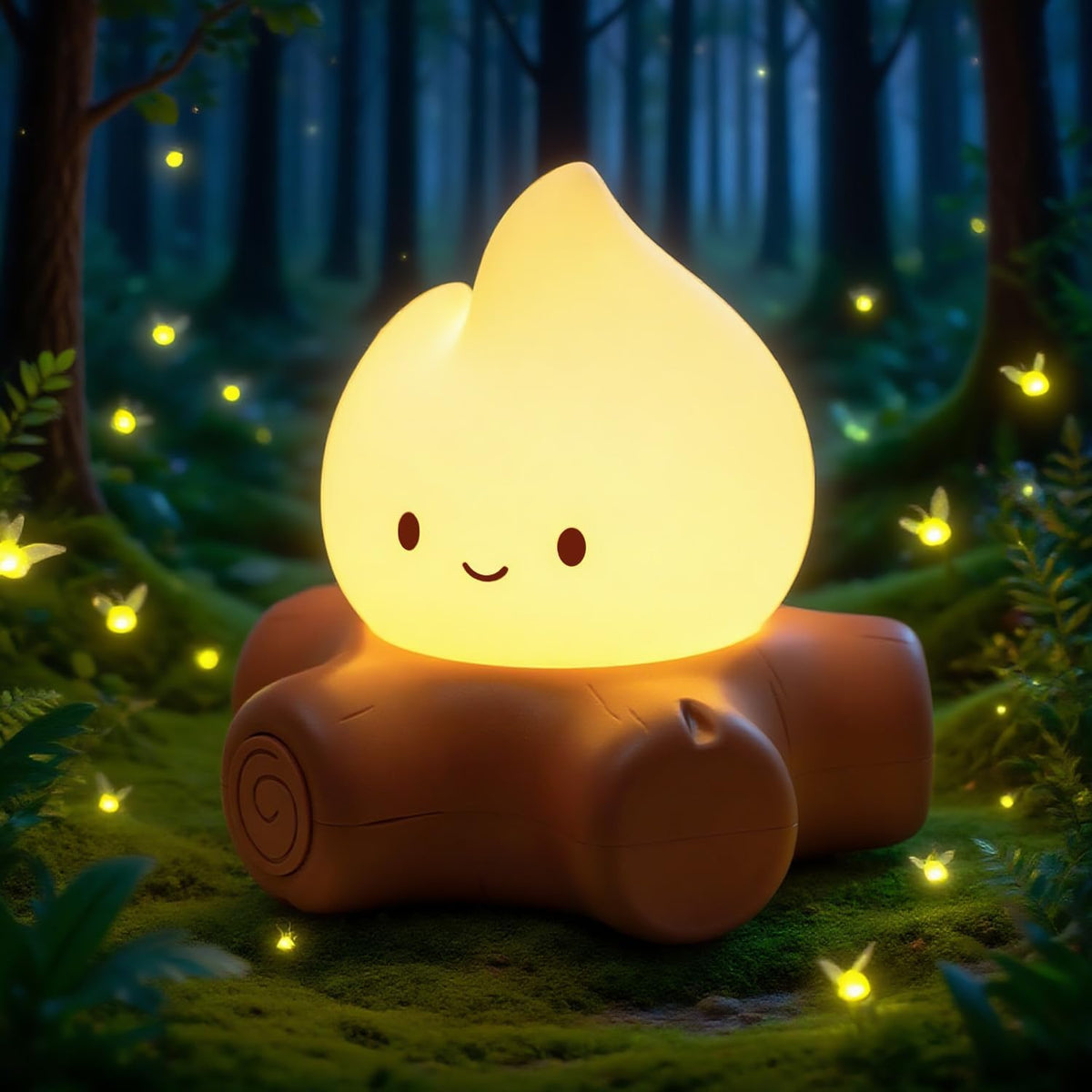 Campfire Night Light for Kids, Cute Campfire Lamp Gifts, LED Light up Flame Lights, Dimmable