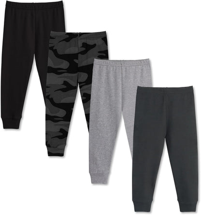GLASH Kids Baby and Toddler Boys Cotton Pants, 4 Pack 2T-6Y Joggers Sweatpants for Boys