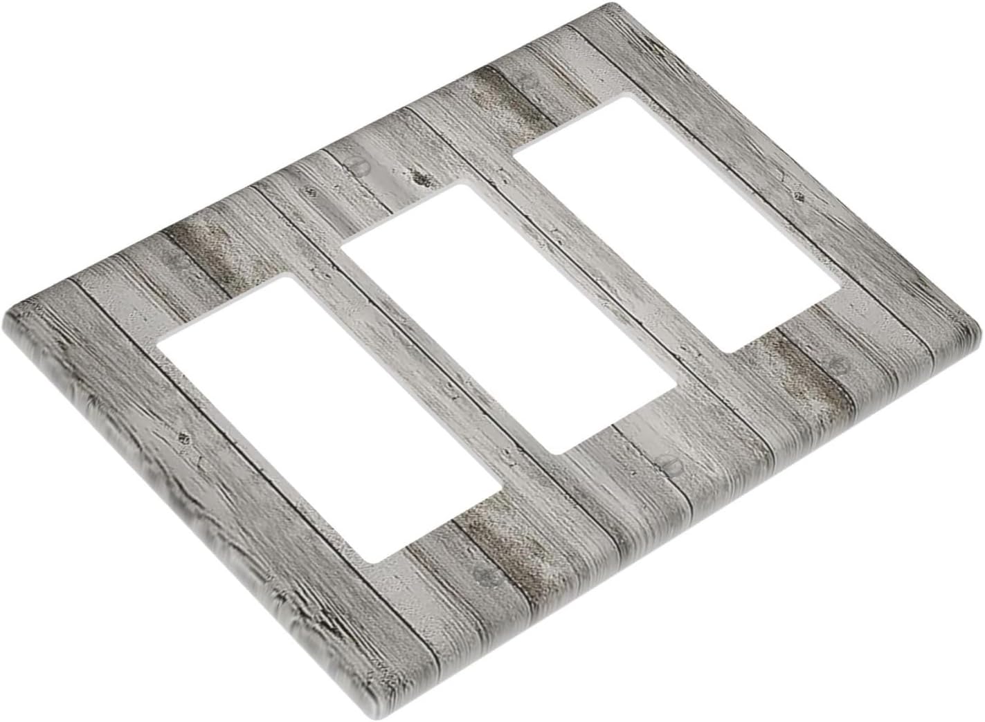 Light Switch Covers Farmhouse Rustic Grey Barn Door Wood 3 Gang Rocker Electrical GFCI Decorative