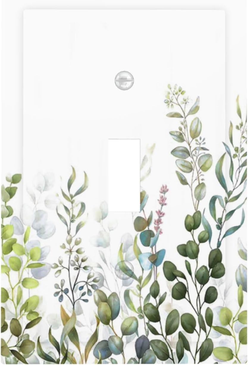 Green Eucalyptus Leaf Plant Herbs Springnature Decorative Light Switch Cover 1 Gang Single Toggle