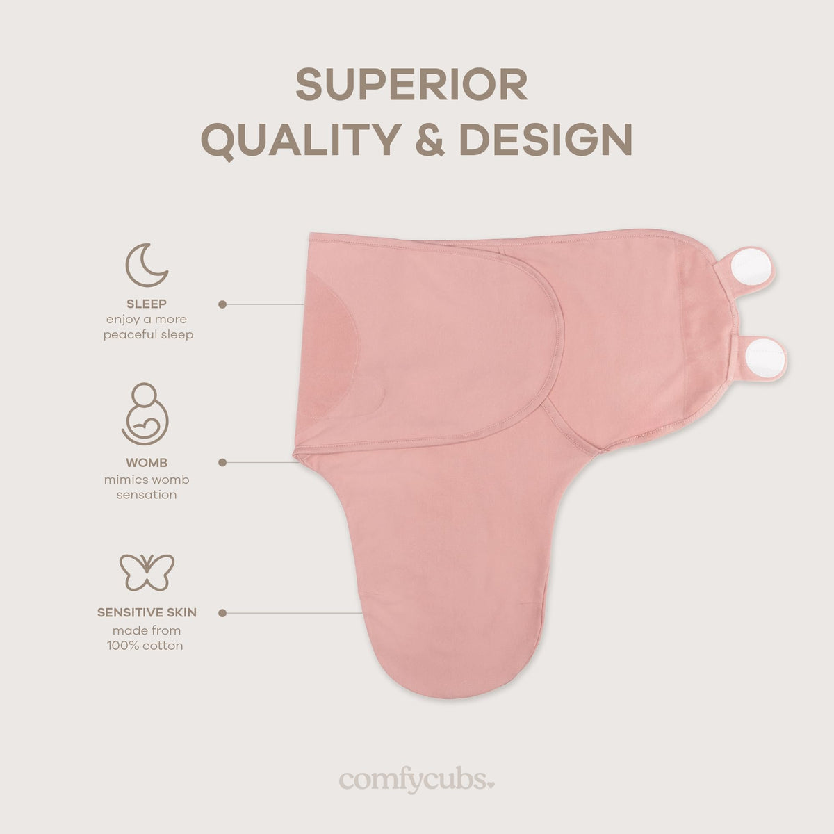 Comfy Cubs Easy Swaddle Blanket, 3 Pk S Swaddle Blush Mauve Mulberry