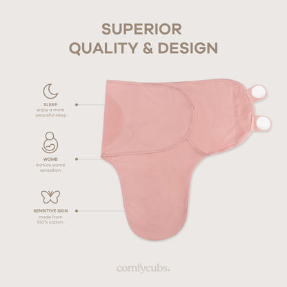 Comfy Cubs Easy Swaddle Blanket, 3 Pk S Swaddle Blush Mauve Mulberry