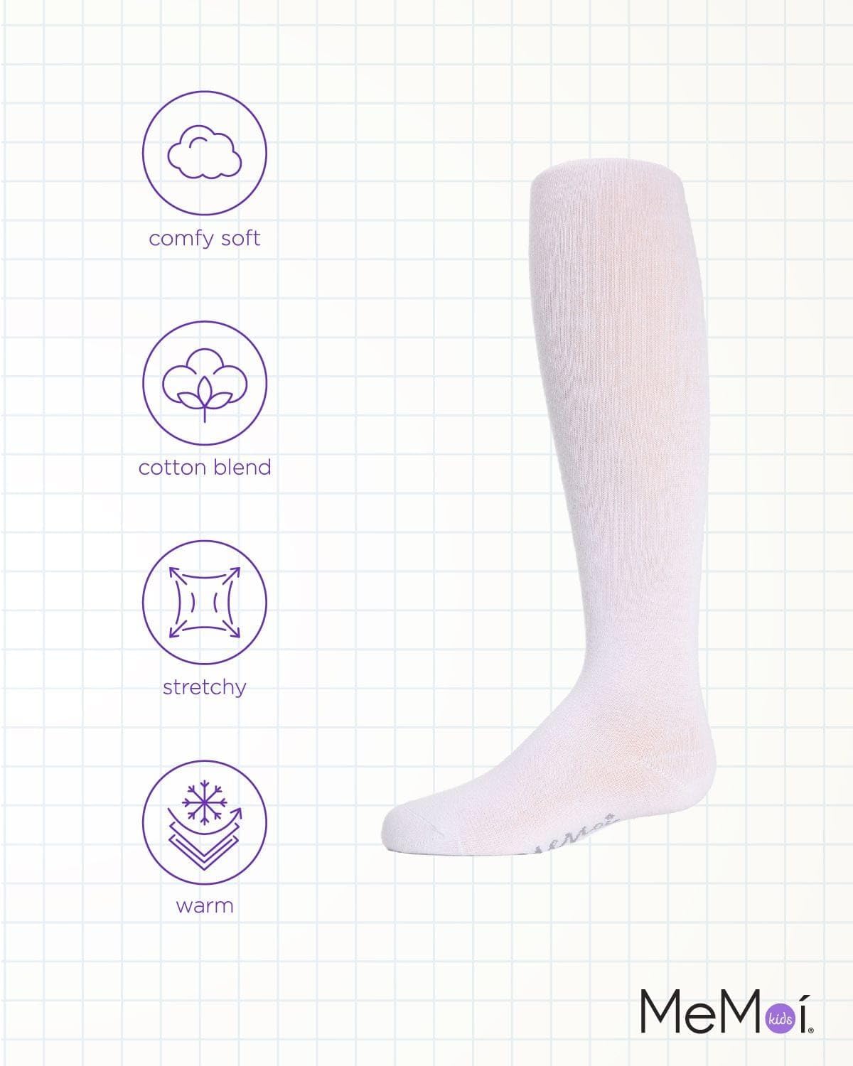 MeMoi Soft Pima Cotton Tights for Girls, Soft and Lightweight Opaque Tights for girls - Sizes 8 to