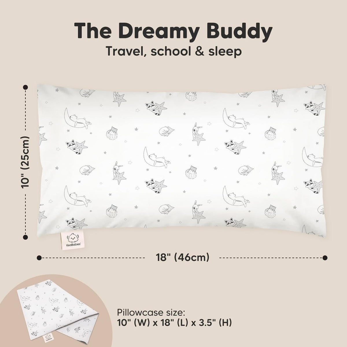 Toddler Pillow with Pillowcase - 10x18 My Little Dreamy Kids Travel Bed Pillows for Sleeping