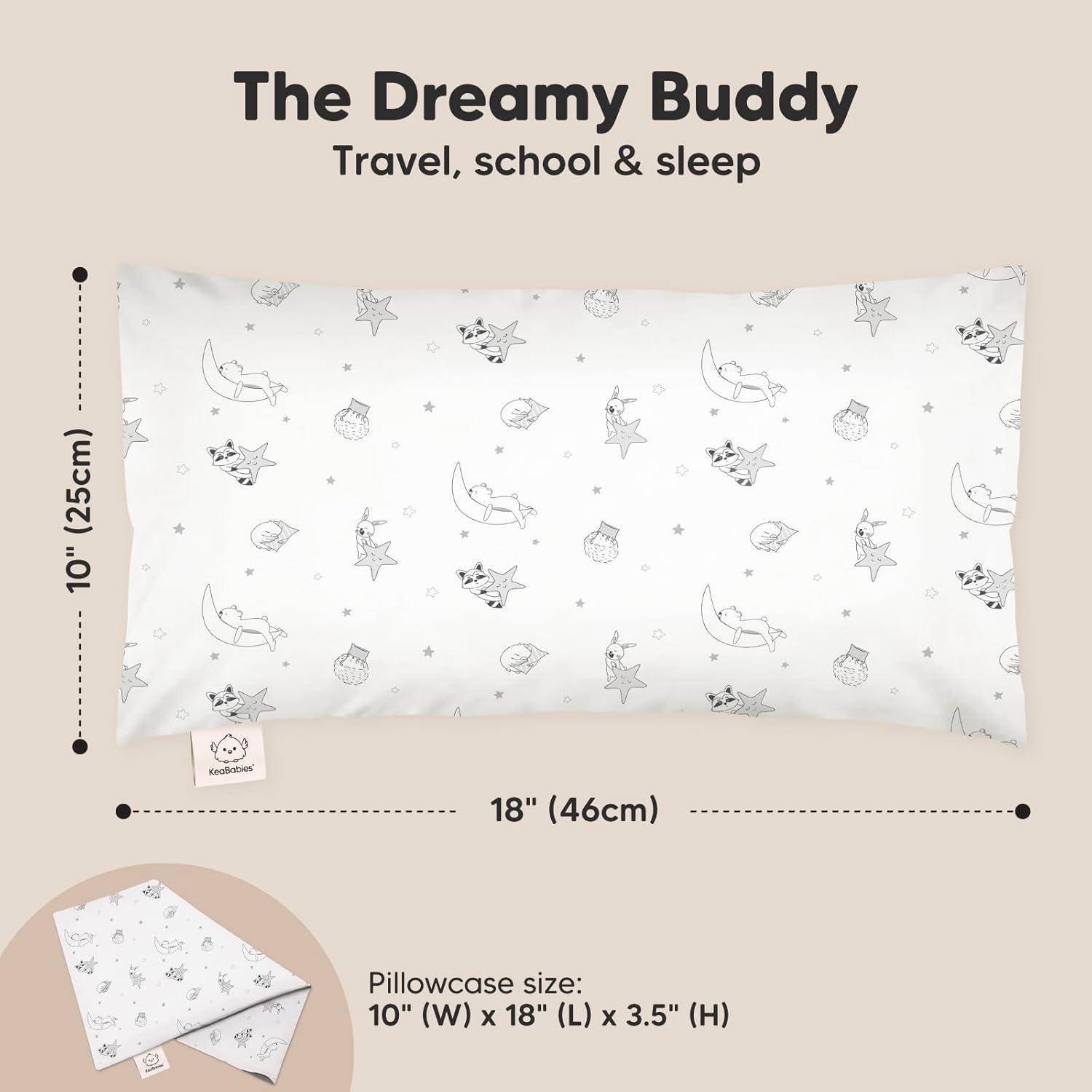 Toddler Pillow with Pillowcase - 10x18 My Little Dreamy Kids Travel Bed Pillows for Sleeping