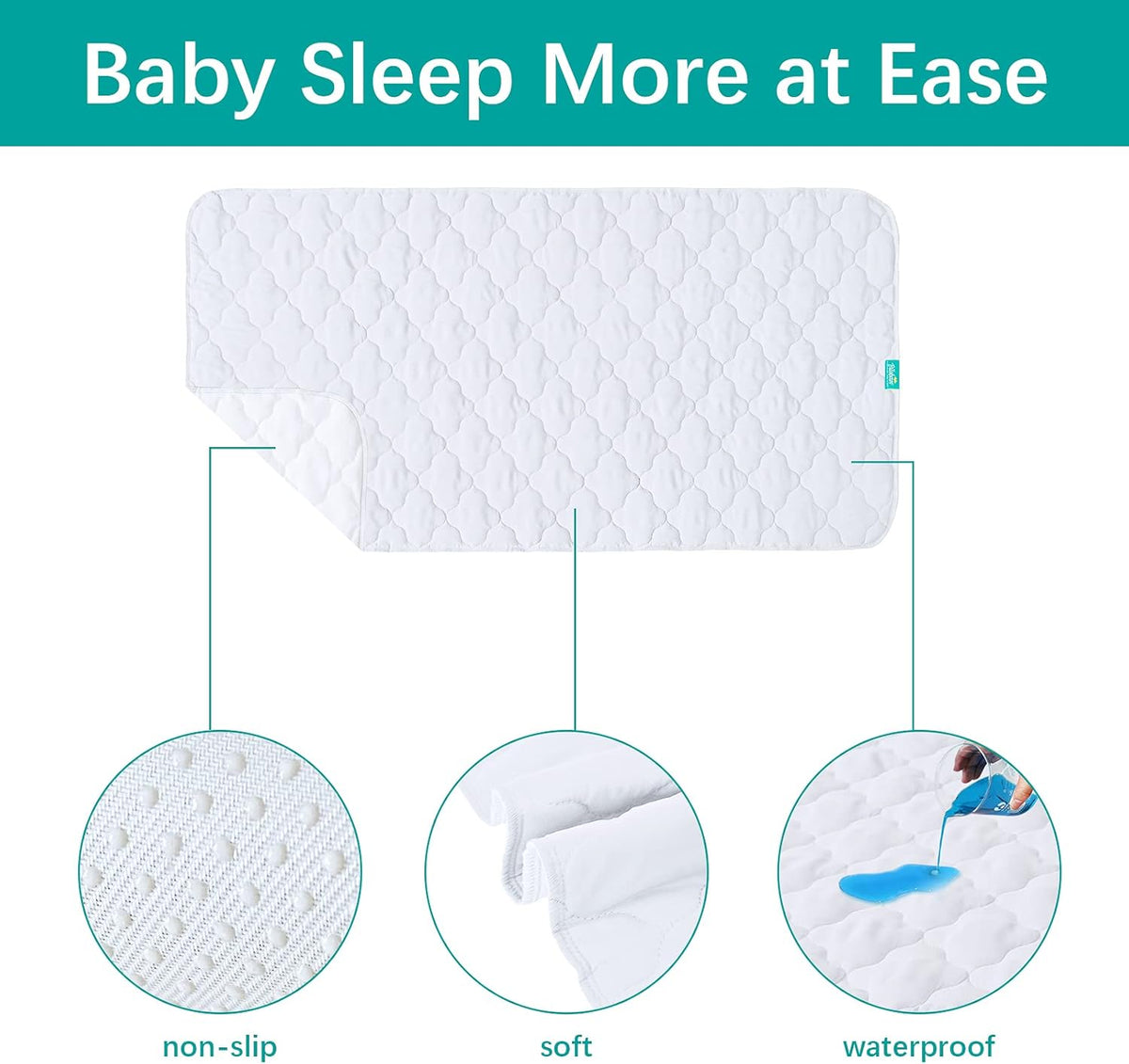 Waterproof Crib Mattress Protector Pad Cover 2 Pack 28" x 52", Anti Slip & Absorbent Waterproof Bed