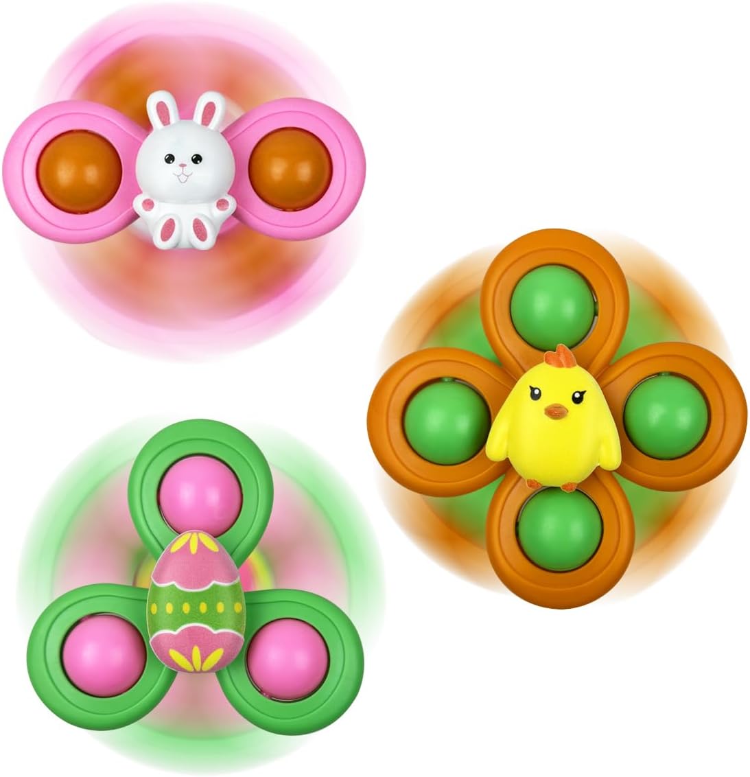 Jofan 3 Pack Easter Suction Cup Spinner Toys for Baby Toddlers Kids Easter Basket Stuffers Gifts