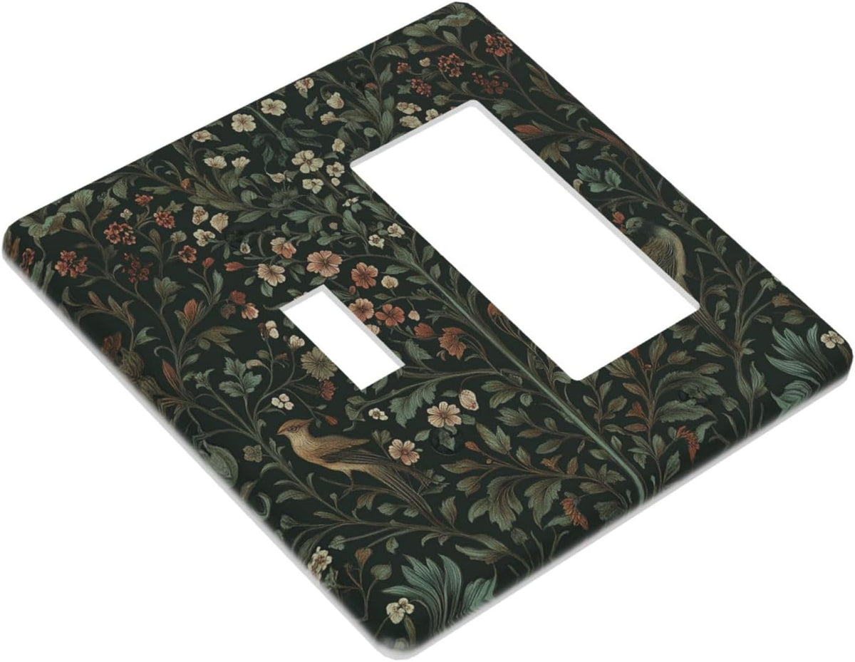Outlet Covers Vintage Morris Colorful Flower Green Leaf 1 Toggle 1 Rocker Combination Decorative