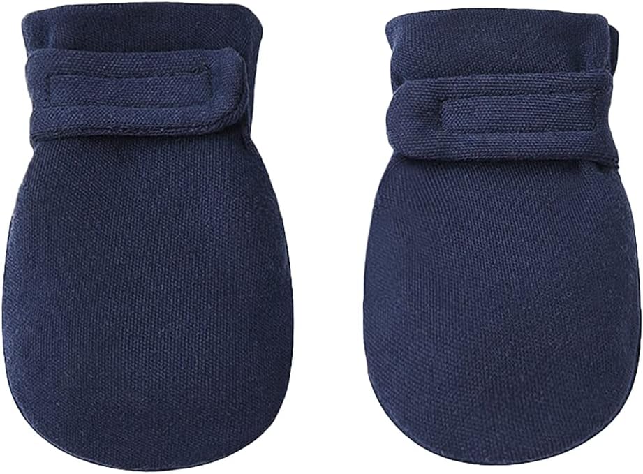 Newborn Baby No Scratch Mittens Stay On, 100% Cotton Breathable, Adjustable Infant Gloves for Baby
