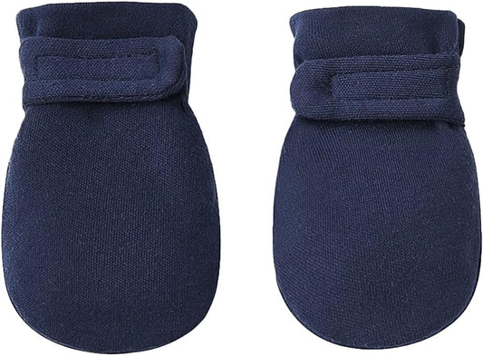 Newborn Baby No Scratch Mittens Stay On, 100% Cotton Breathable, Adjustable Infant Gloves for Baby