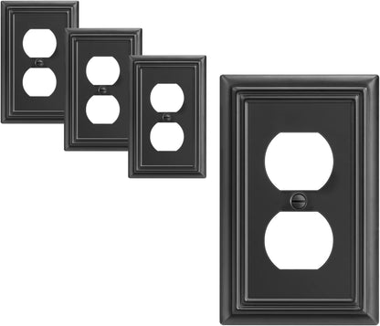 DEWENWILS 4 Pack Black Metal Outlet Covers, 4.88"×3.13" Electric Covers for Outlets, Kitchen Wall