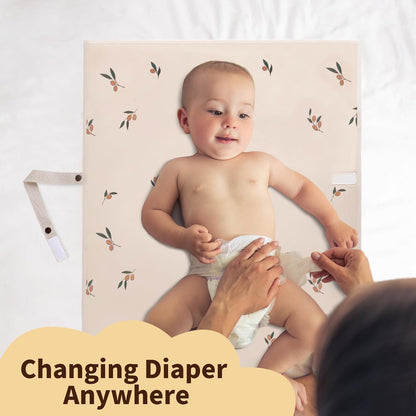 Vegan Leather Portable Changing Pad - Waterproof Compact Baby Changing Mat - Foldable Travel Diaper