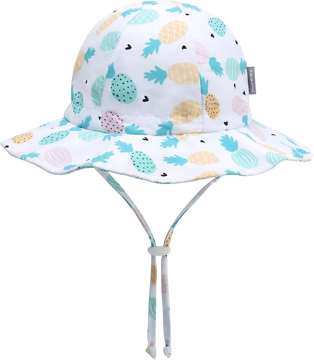UPF 50+ Baby Bucket Hat - Wide Brim Sun Protection Beach Cap for Girls - Cute & Adjustable Toddler
