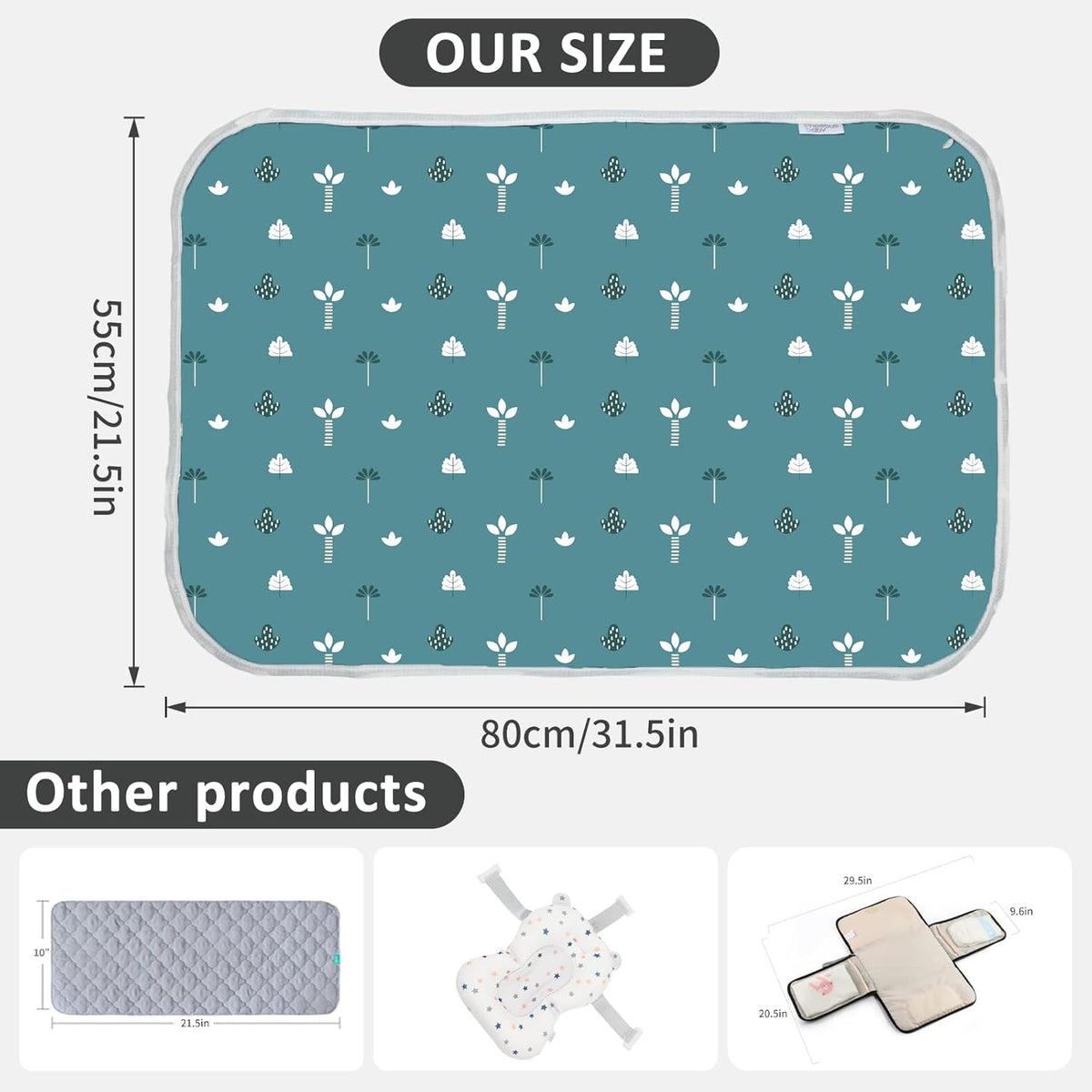 Baby Diaper Changing Pad, 21 5/8" x 31.5" Waterproof Changing Pad Liners - Reusable Soft and