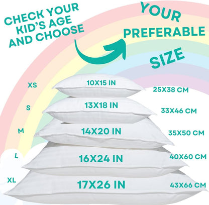 kinder Fluff Kids Pillows (2-Pack) – 300TC Soft Cotton, Down Alternative, Hypoallergenic & Machine