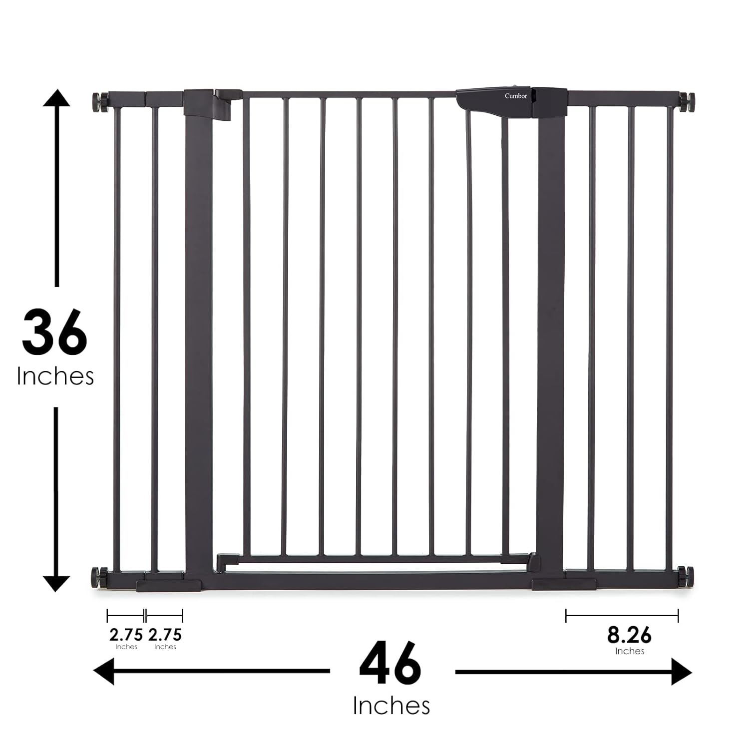 Cumbor 36" Extra Tall Baby Gate for Dogs and Kids with Wide 2-Way Door, 29.7"- 46" Width, and Auto