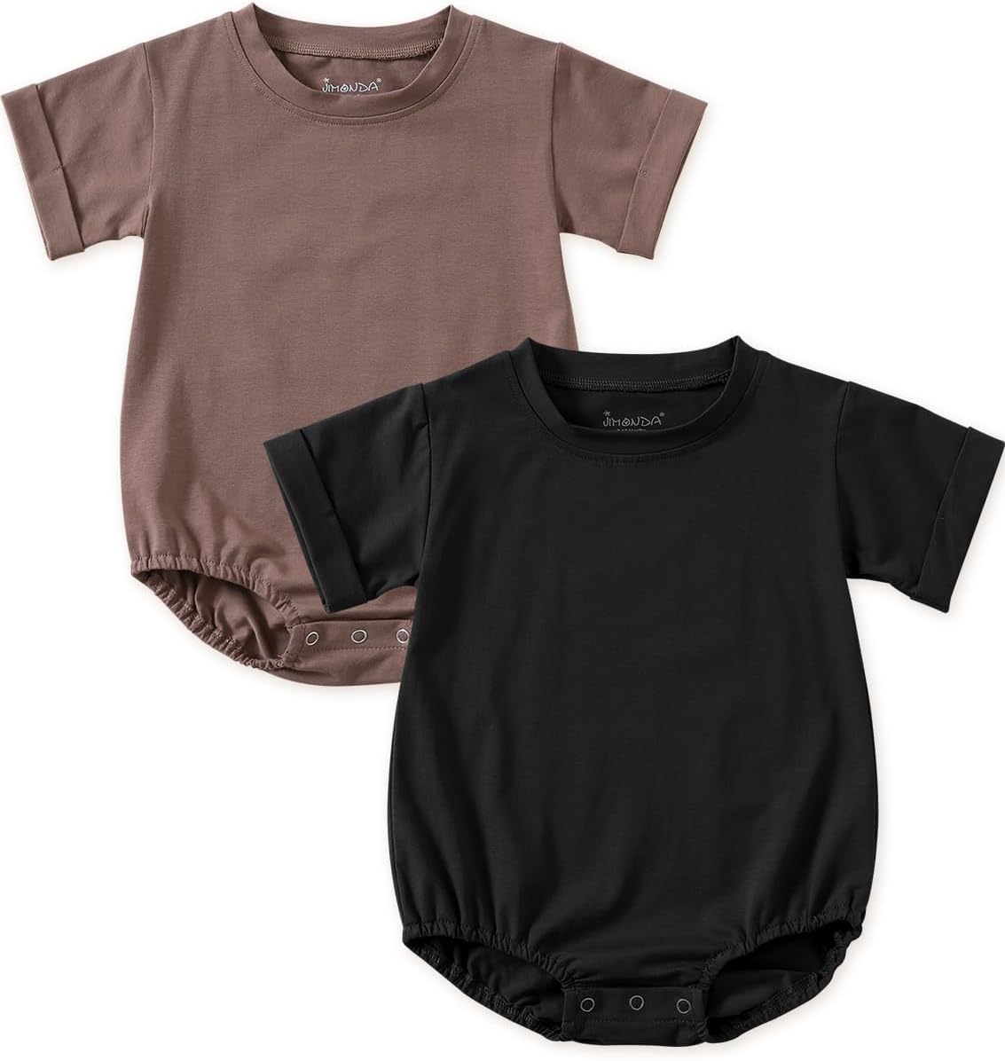 Jimonda Baby Bubble Romper Boy Girl Solid Color T-Shirt Outfits Short Sleeve Bodysuit Organic