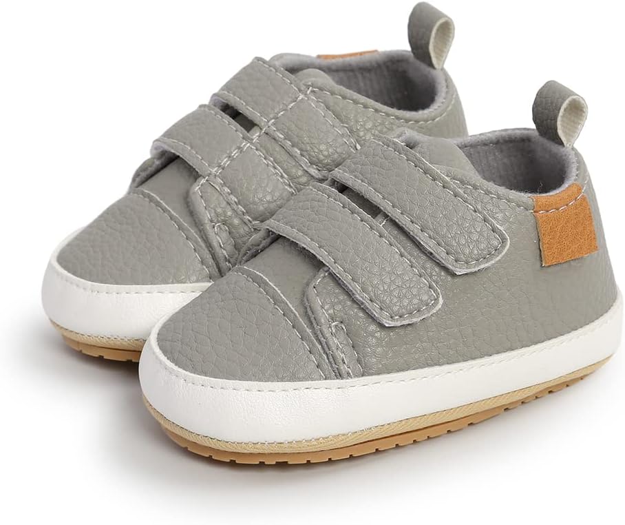 SOFMUO Baby Boys Girls High Top Ankle PU Leather Sneakers Soft Rubber Sole Infant Moccasins Newborn