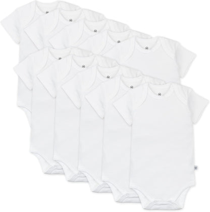 HonestBaby unisex-baby 10-pack Short Sleeve Bodysuits One-piece 100% Organic Cotton for Infant Baby