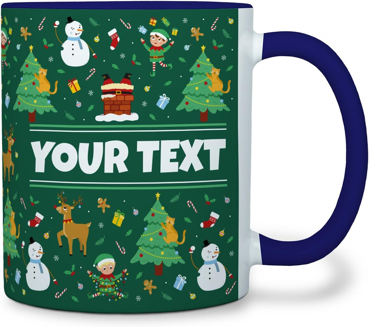 Personalized Mug for Kids - Christmas - Custom Name/Text, Ceramic Hot Chocolate/Cocoa/Coffee Cup