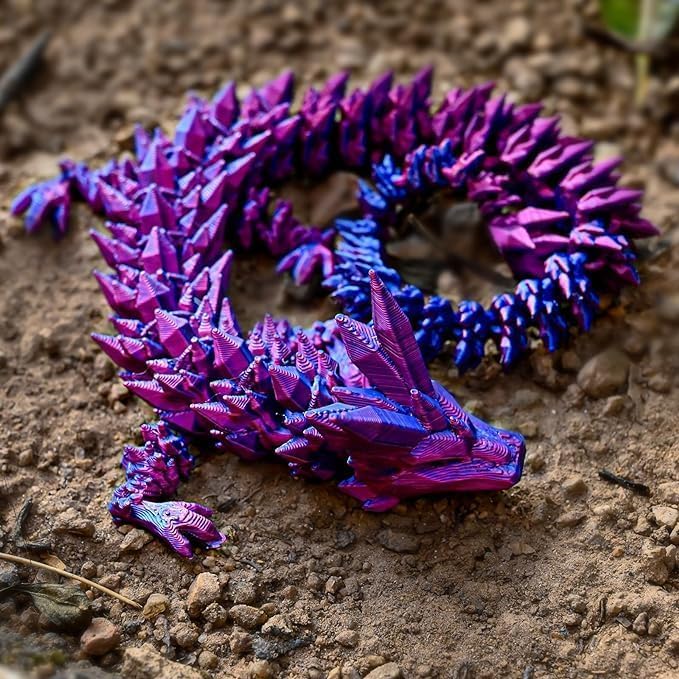 3D Printed Dragon Eggs with Dragon Inside, Articulated Crystal Dragon in Egg, Executive Dragon