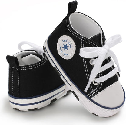 Unisex Baby Girls Boys Canvas High-top Shoes, Newborn Infant Anti-Slip Soft Sole Frist Walking