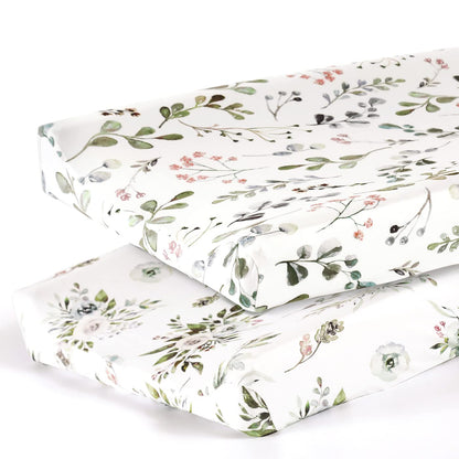 Stretch Ultra Soft Jersey Knit Changing Pad Cover Set 2 Pack, Change Table Pad Covers Fit 32"/34" x