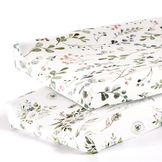 Stretch Ultra Soft Jersey Knit Changing Pad Cover Set 2 Pack, Change Table Pad Covers Fit 32"/34" x