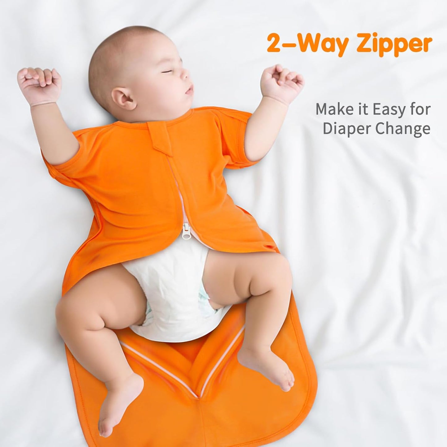 Transition Swaddle 3-6 Months Sleep Sack Baby Arms up Swaddles 2-Way Zipper 100% Cotton Arms in/out