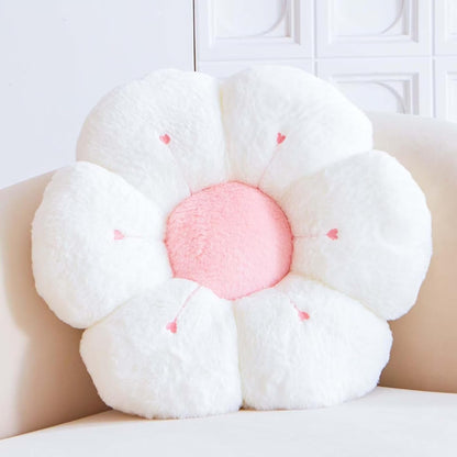 Flower Pillow, Cute Flower Shaped Decorative Pillow, Soft Rabbit Fur Daisy Pillow Home Decor Floor