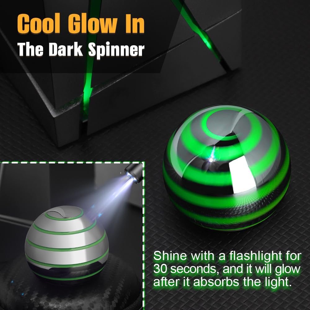 Kinetic Spinning Desk Toy Glow in The Dark for Kids Adults, Metal Full Body Optical Illusion Fidget