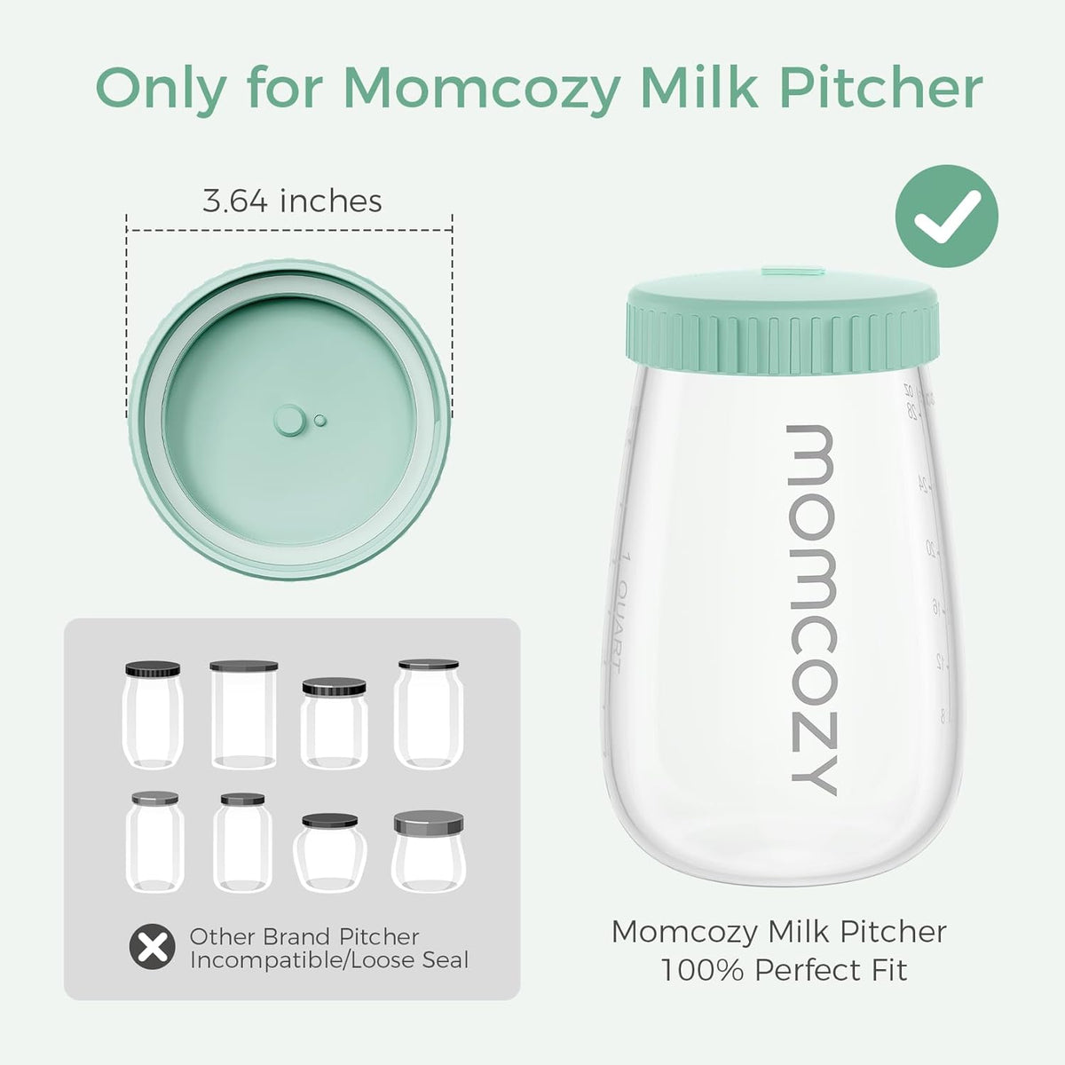 Momcozy Glass Breast Milk Pitcher Lid, Leak Proof with Thickened Silicone Seal, Easy-Open Design