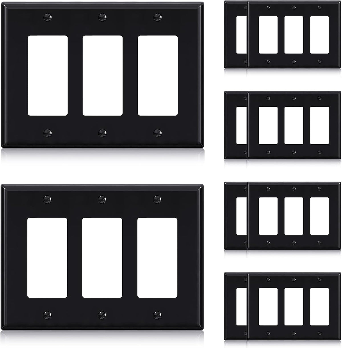 ELEGRP 3-Gang Decorative Wall Plates, Mid-Size 4.88" H x 6.75" L Unbreakable Thermoplastic